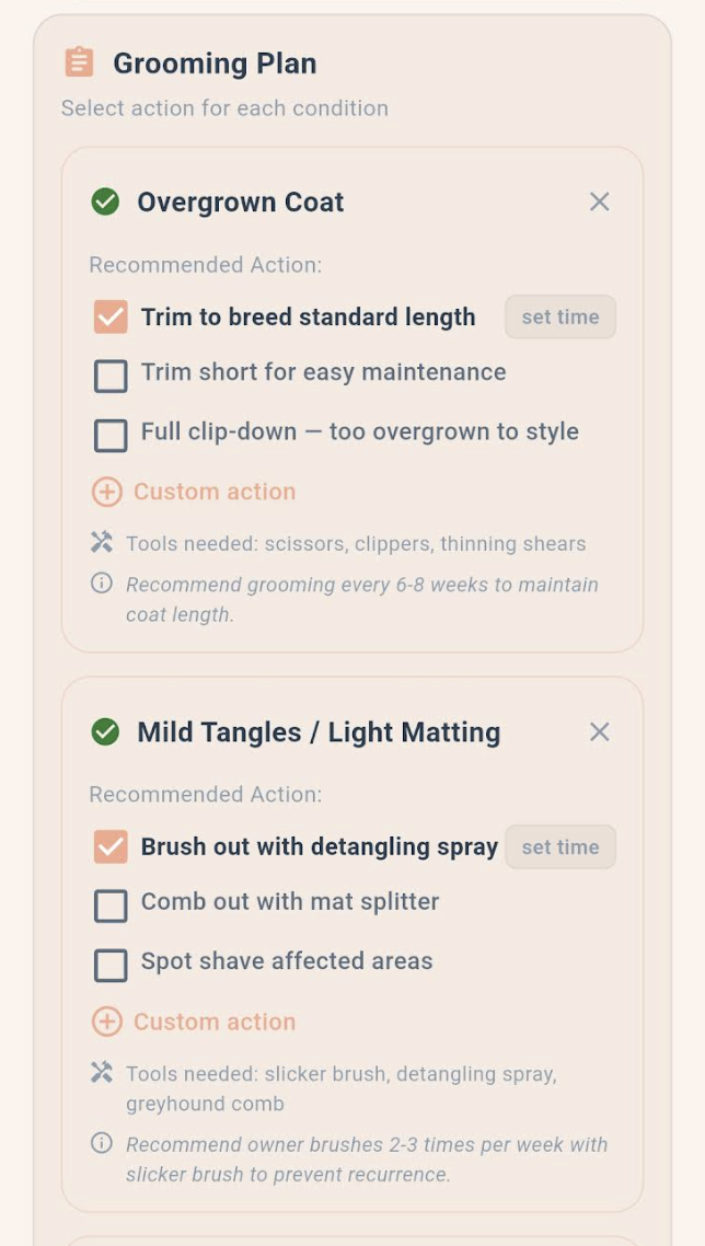 Intelligent Grooming Plan